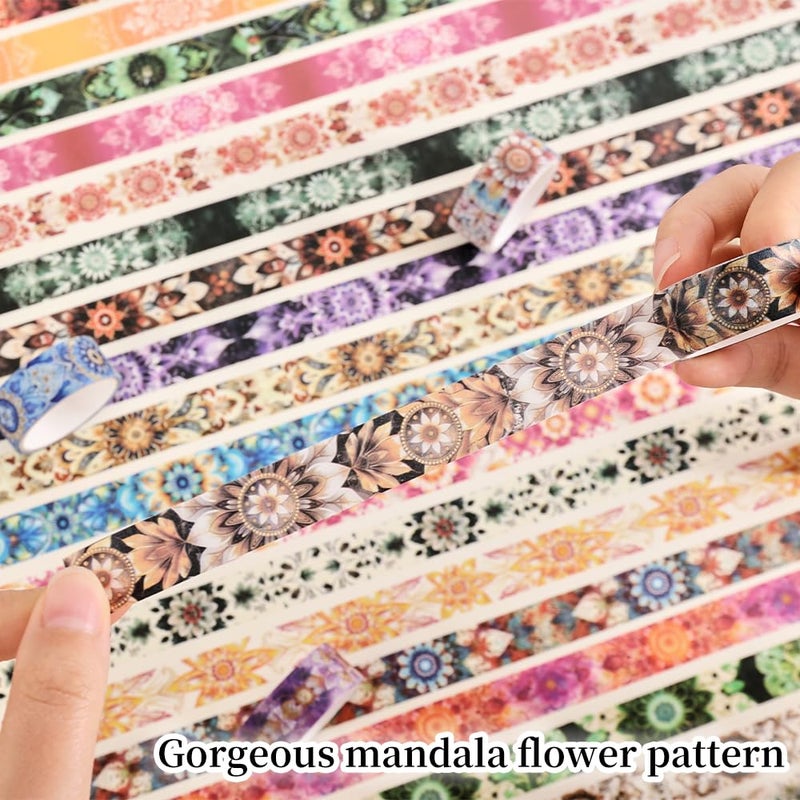 icceemee 36 Rolls Datura Theme Washi Tape Set with Different Colorful Patterns, Writable Decorative Tapes for Scrapbooking, Junk Journal Supplies, Bullet Journaling, 0.45'' x 90'' per Roll - Image 4